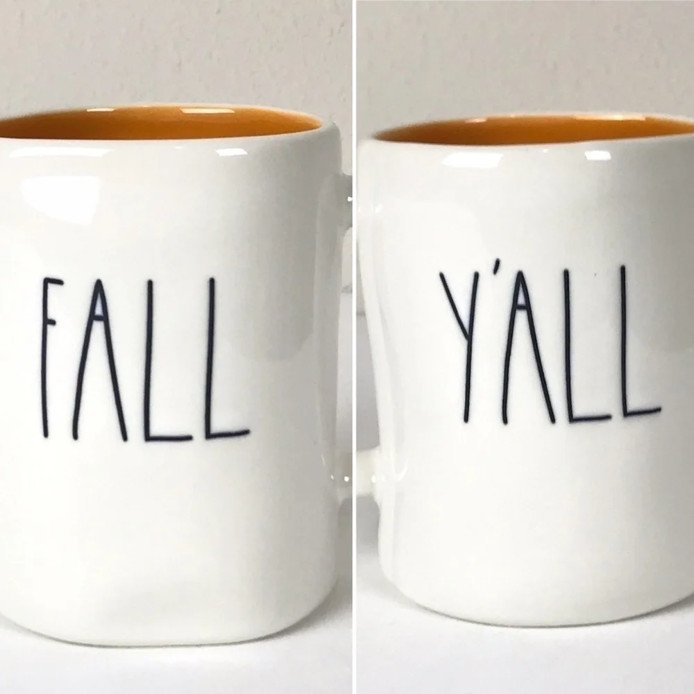 New Rae Dunn FALL Y'ALL Coffee‎ Mug Orange Inside